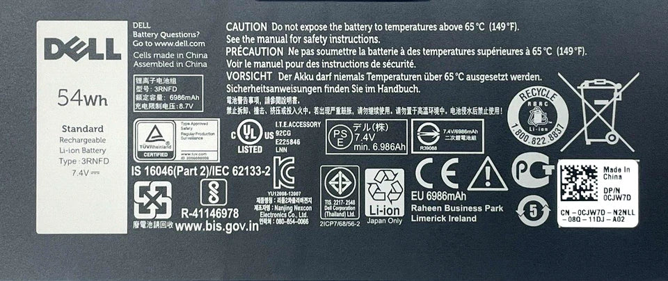 DELL Latitude E7250 - 3RNFD Genuine Original Laptop Notebook Battery ( 1 Yr Warranty )